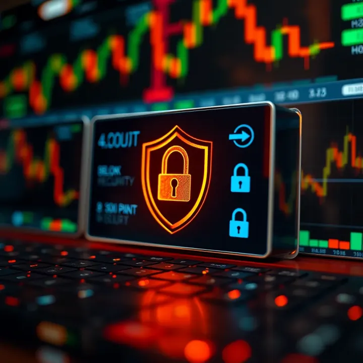 Graphical representation of account security measures with shield and lock icons
