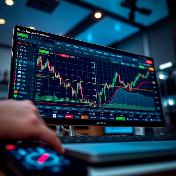 Binary options trading platform interface integrating TradingView charts with user-friendly tools