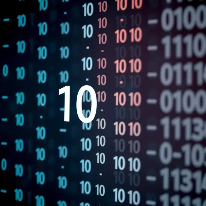 Diagram showing the binary number system with zeros and ones representing data