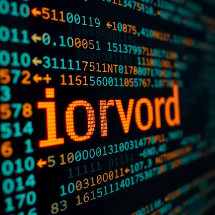 Visual representation of character encoding translating binary code into readable text
