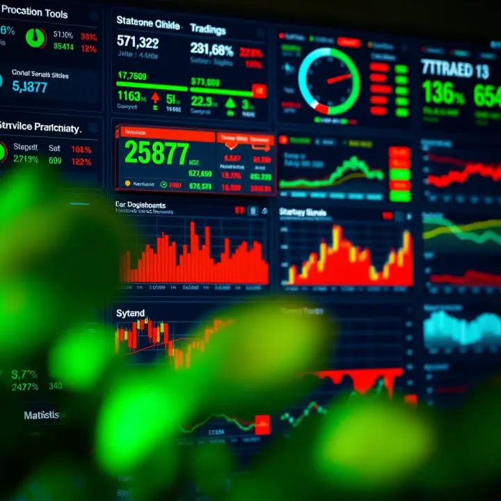 Comprehensive Binary Trading Tools and Strategy Dashboard Dashboard showing various binary trading tools, strategy signals, and risk management metrics