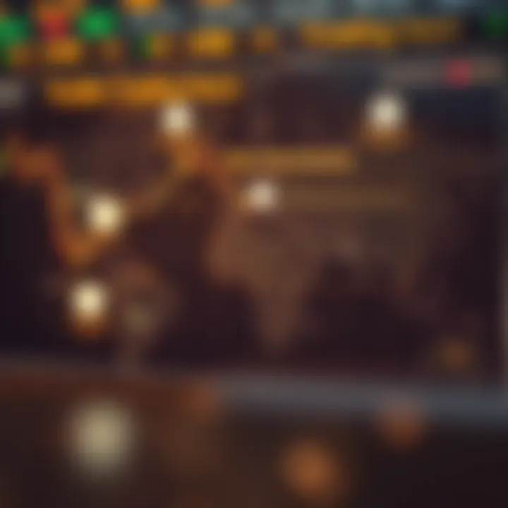 World map highlighting major forex market sessions with clock icons indicating trading hours