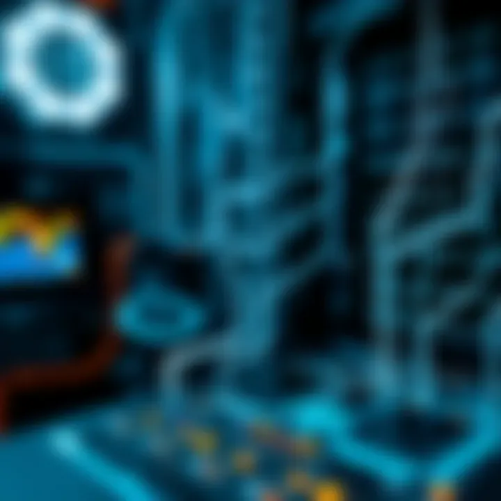 Conceptual graphic showing digital circuits and binary code flowing through technological devices