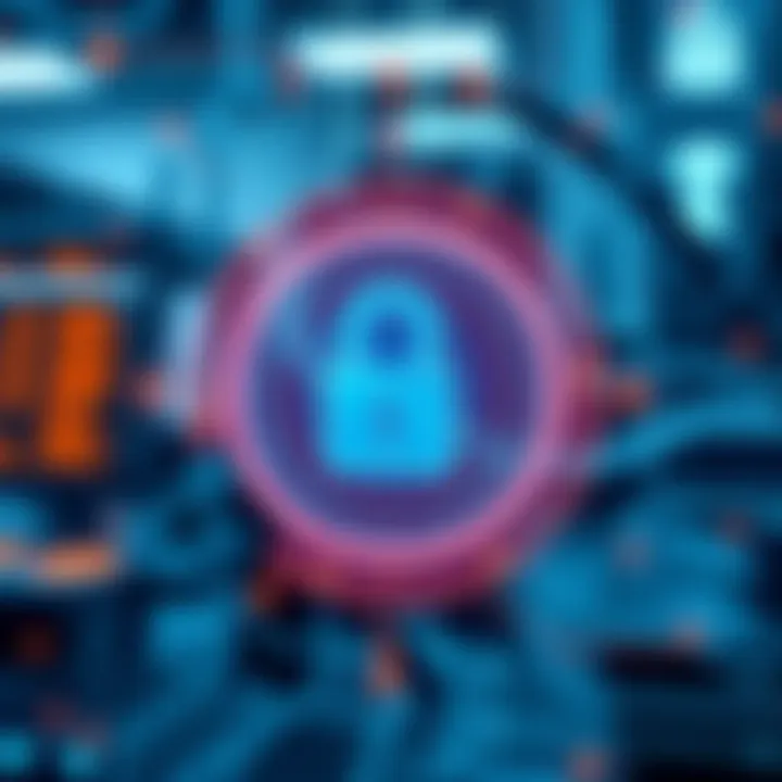 Visual representation of security layers protecting a binary login interface in a technology environment