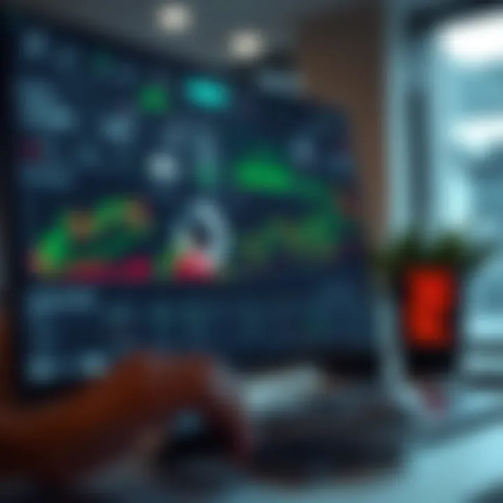 Digital interface displaying binary trading bot analytics and performance charts