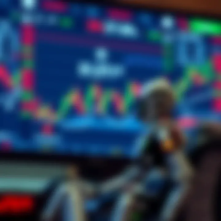 Diagram illustrating the operation of automated binary trading bots on a digital stock market interface