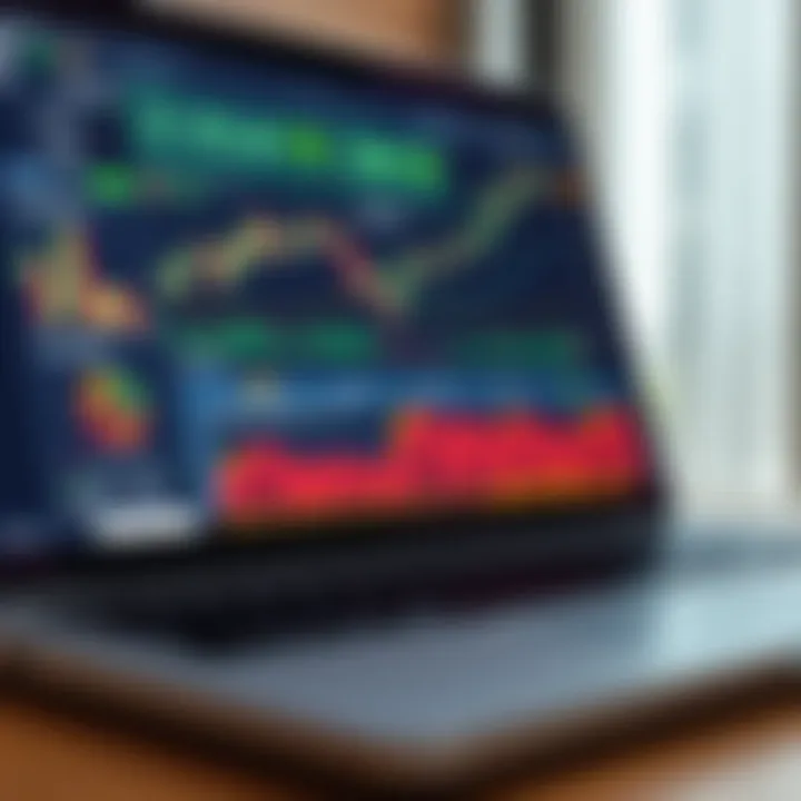 A digital interface showing various cryptocurrency trading graphs and charts on a laptop screen, symbolizing analysis and decision-making in crypto trading