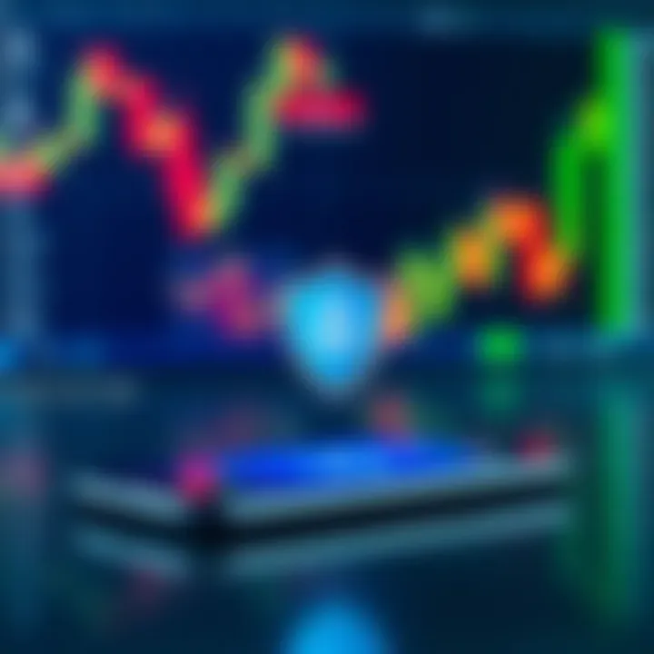 Illustration of a secure mobile device with shield symbol representing app security and safe trading