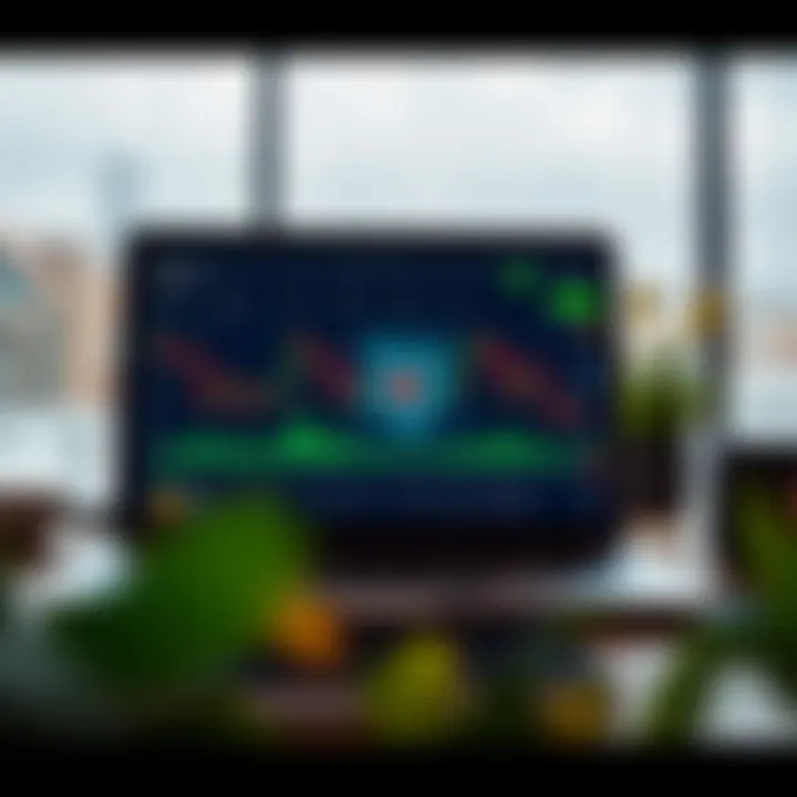 Laptop screen displaying forex trading platform with charts and Kenya map overlay