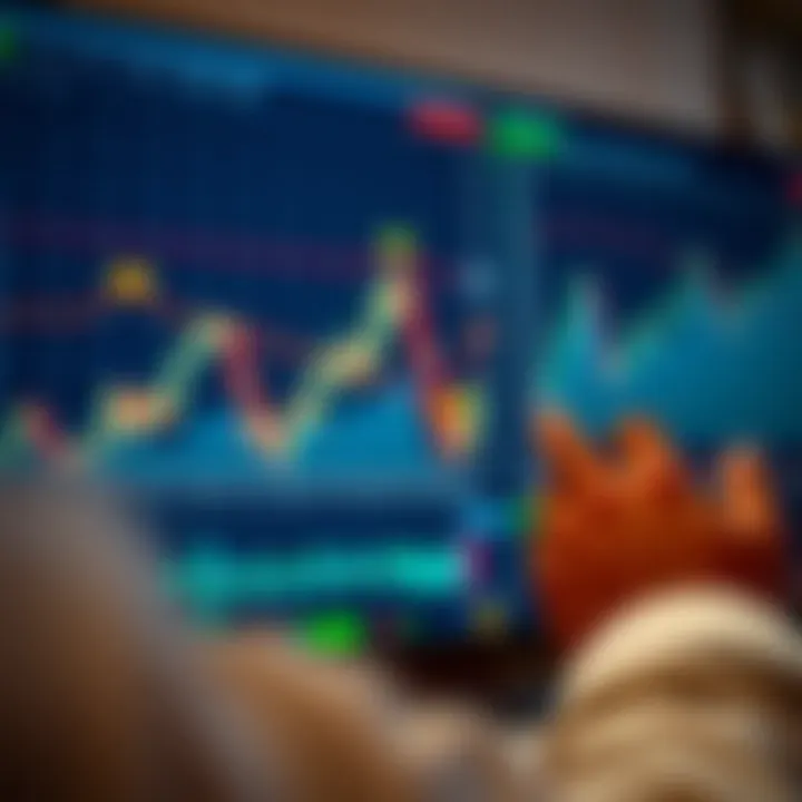 User interacting with forex trading platform interface showing charts and currency pairs