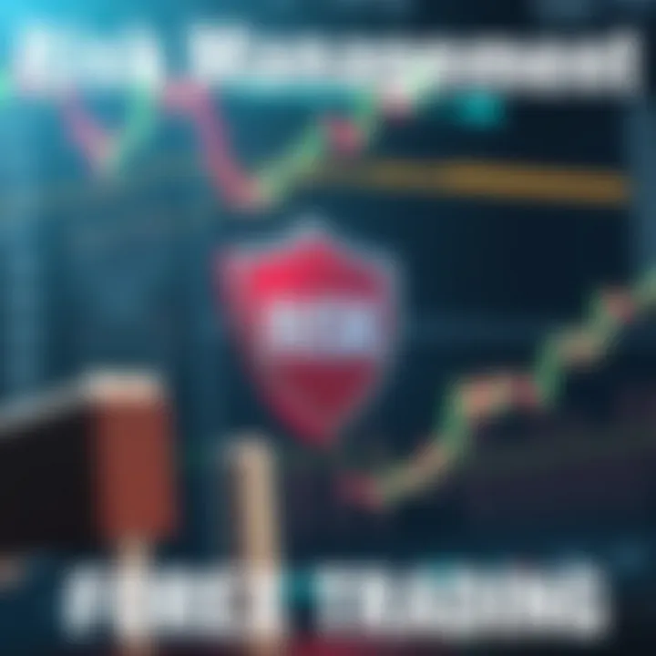 Conceptual illustration of risk management strategies in forex trading with protective shields and graphs