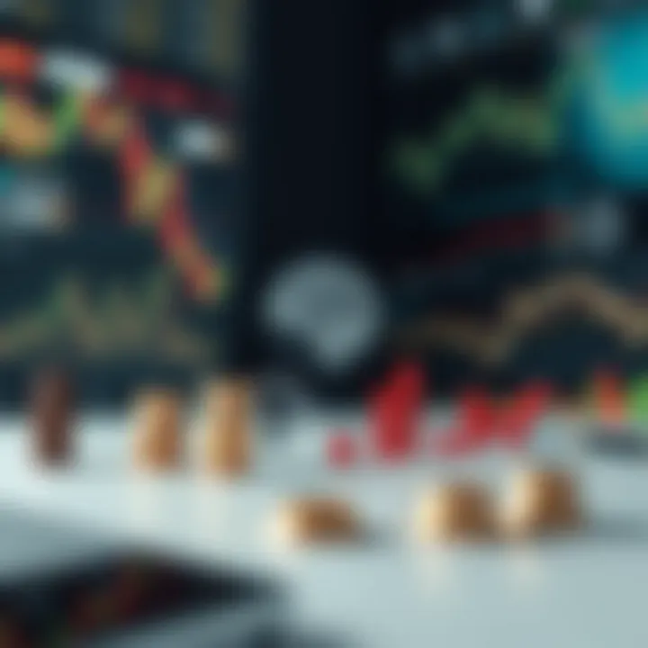 Conceptual representation of risk management and trading psychology with charts and strategy icons