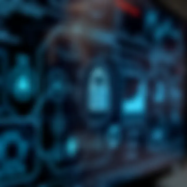 Digital interface showing cybersecurity and risk management icons representing technological influence in risk roles