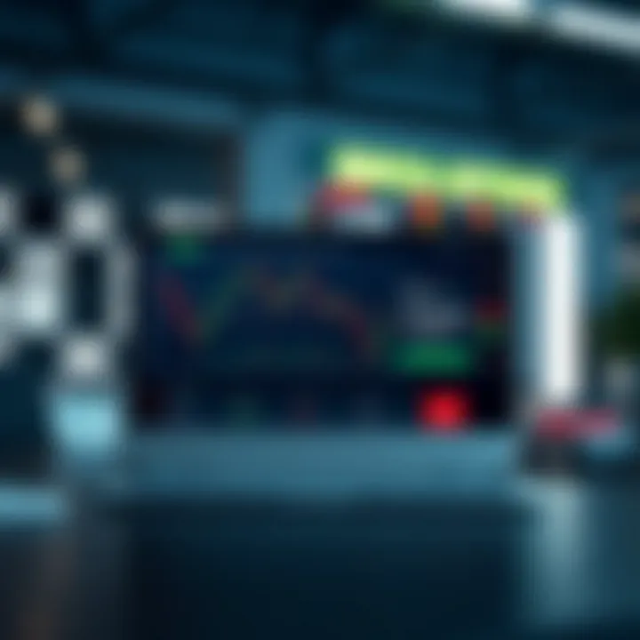 Illustration showing a secure online trading platform interface with charts and options for binary trading