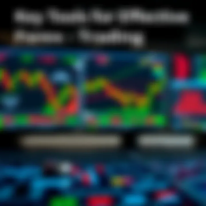 Set of essential forex trading tools including charts, indicators, and trading platform interface