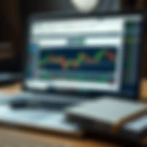 Laptop screen displaying forex trading strategies and notes
