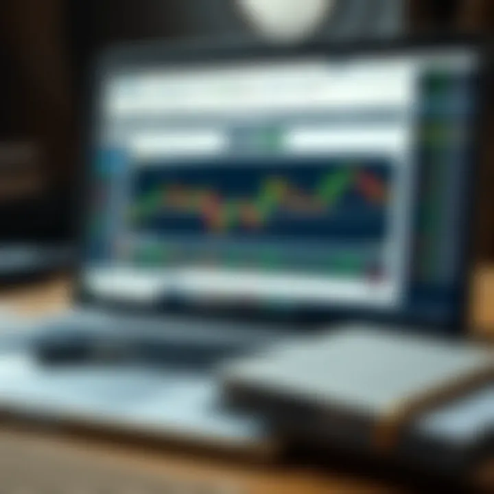 Laptop screen displaying forex trading strategies and notes