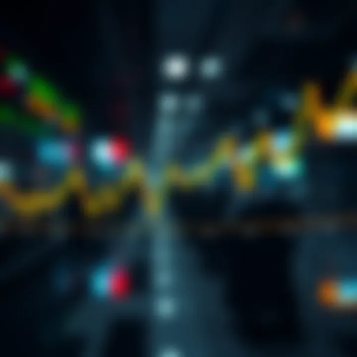 Graph showing currency exchange rate fluctuations in forex market