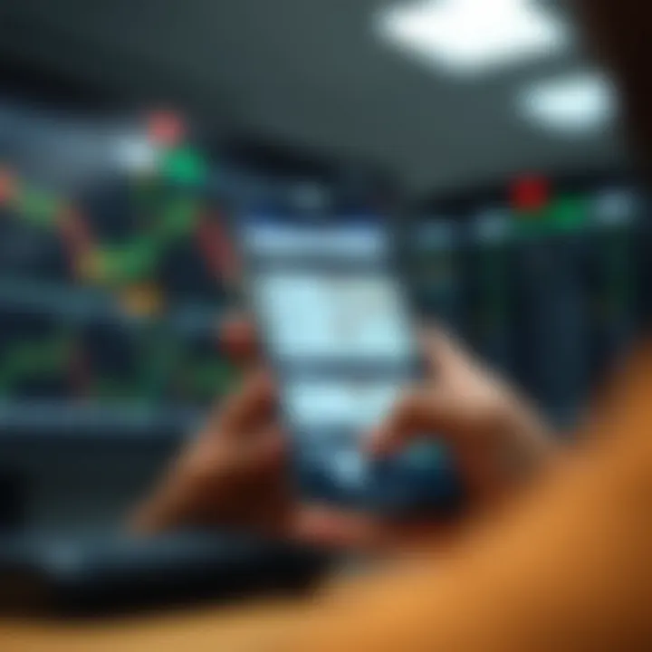 Secure forex trading environment with mobile device showing local currency exchange