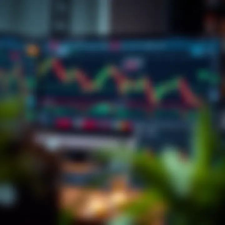 Forex Trading Platform with Analytical Tools Desktop setup displaying forex trading platform with charts and indicators
