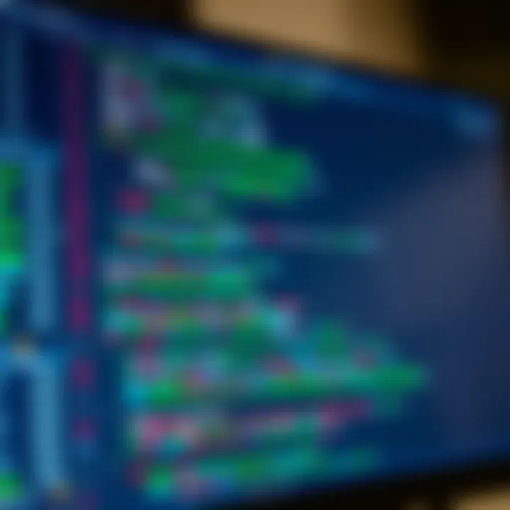 Screen displaying code editor with programming script for automated trading