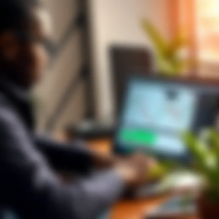 Illustration of a Kenyan trader analyzing forex charts on a laptop