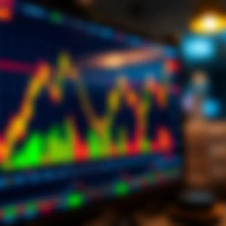 Graph showing forex currency pair fluctuations on digital screen