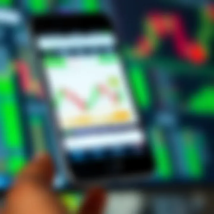 Mobile phone displaying forex trading charts and market analysis in Kenya