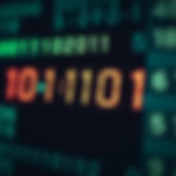 Illustration of binary digits being added with carry rules highlighted