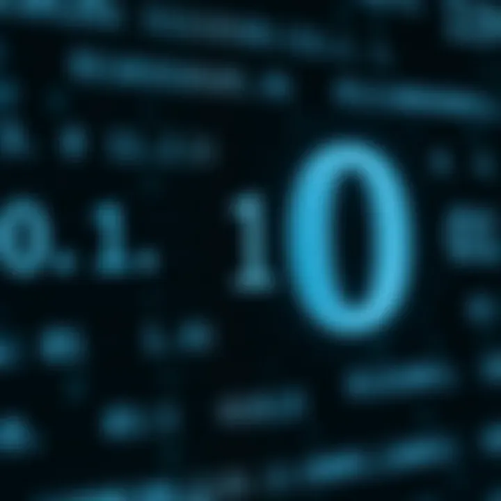 Diagram illustrating binary number system from zero to one with digital signals