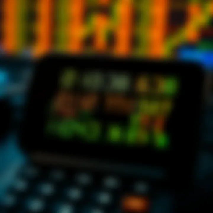 Illustration of digital device showing binary numbers with computing symbols