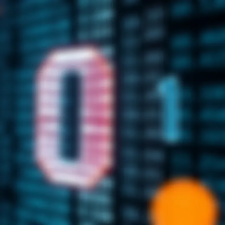 Diagram showing binary digits 0 and 1 forming the basis of computer language