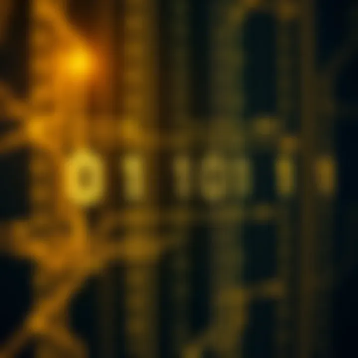 Diagram illustrating binary digits represented as a sequence of zeros and ones within a digital circuit