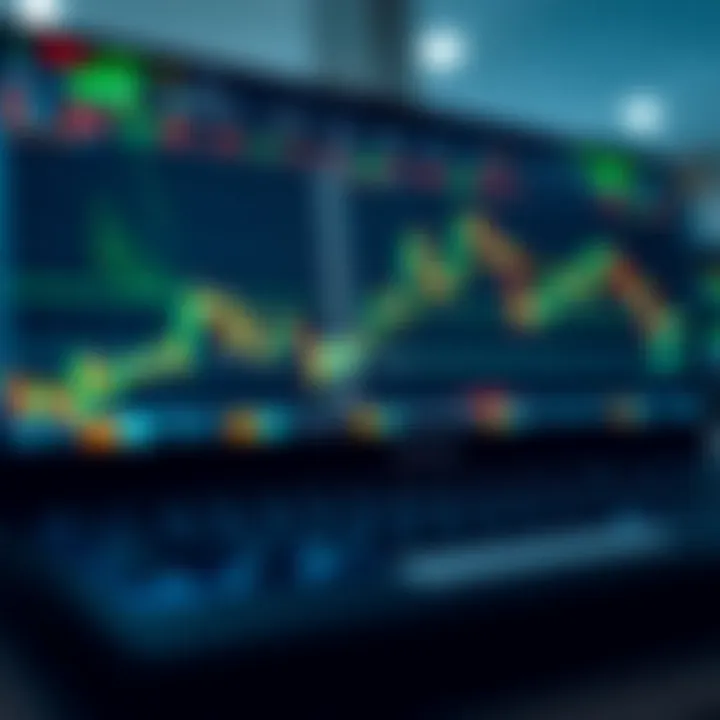 Illustration of a digital trading platform interface showing binary options and market charts