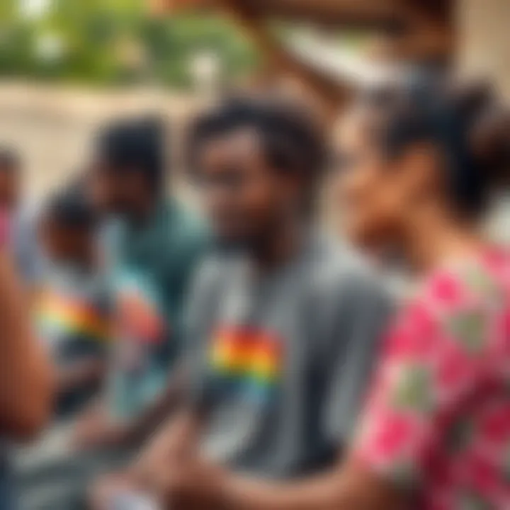 Community gathering promoting inclusivity and respect for non-binary individuals in a supportive environment