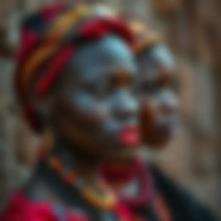 Artistic representation of gender fluidity reflecting cultural symbols and colors relevant to Kenyan heritage
