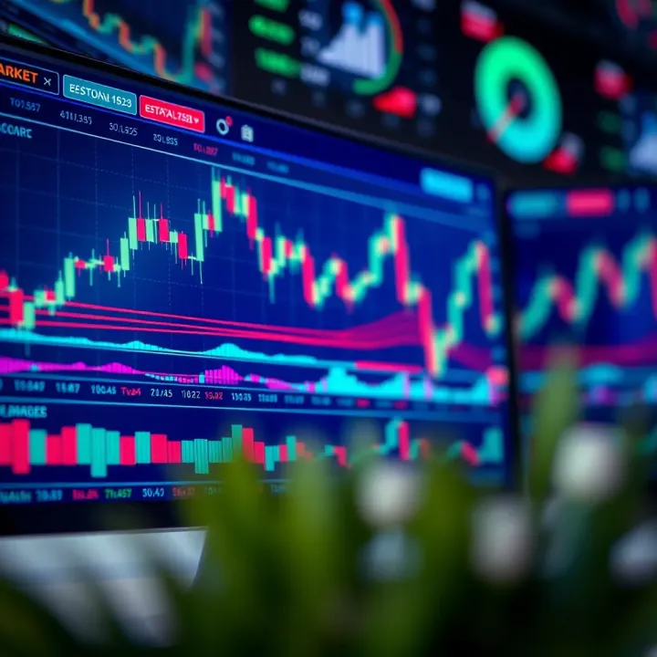 Illustration of a forex trading platform interface featuring charts and indicators