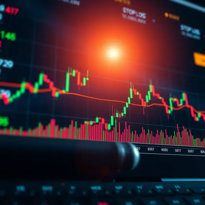 Graph showing forex market trends with highlighted stop-loss points for risk management