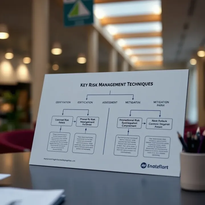Flowchart displaying key risk management techniques including identification, assessment, and mitigation tailored to Kenyan businesses