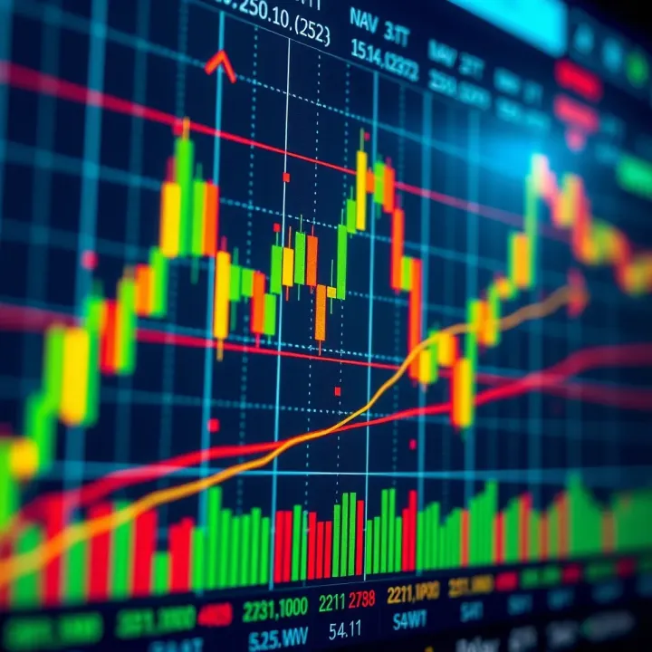 Chart showing rapid price movements and binary options signals for short-term trading