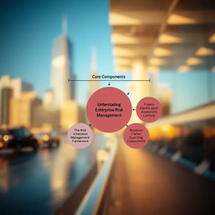 Diagram illustrating the core components of an Enterprise Risk Management framework including risk identification, assessment, and mitigation