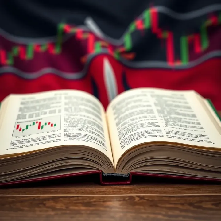 Open book with forex trading charts and Kenyan flag in background