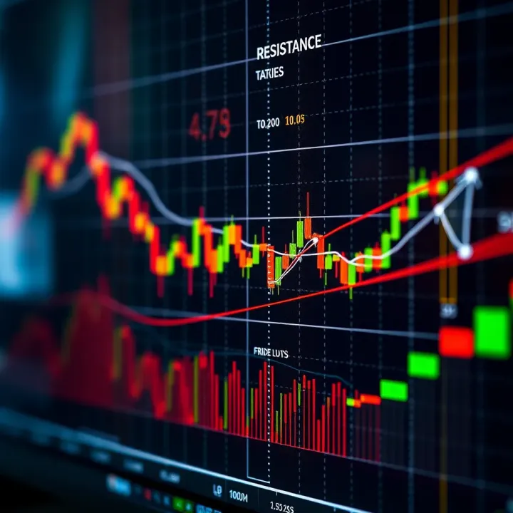 Graph illustrating breakout levels with price movement breaking through resistance and support zones