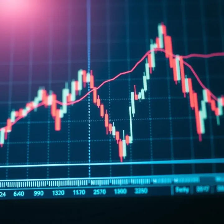 Graph displaying forex currency pairs with upward and downward trend lines