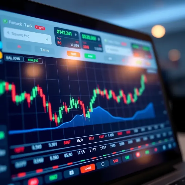 Graph showing currency exchange rates on a trading platform interface