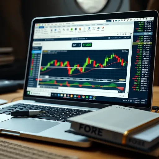 Laptop screen displaying forex trading strategies and notes