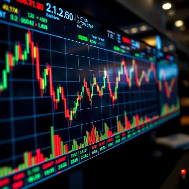 Graph showing currency exchange fluctuations on a digital trading platform