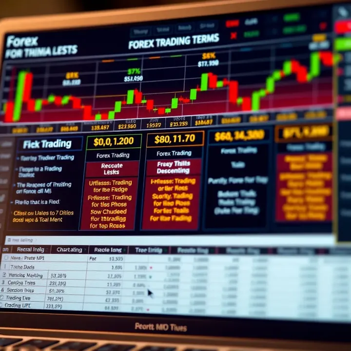 Chart displaying forex trading terms with definitions for Kenyan market
