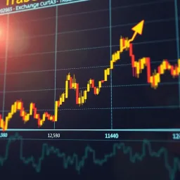 Graph showing upward trend in forex currency exchange rates