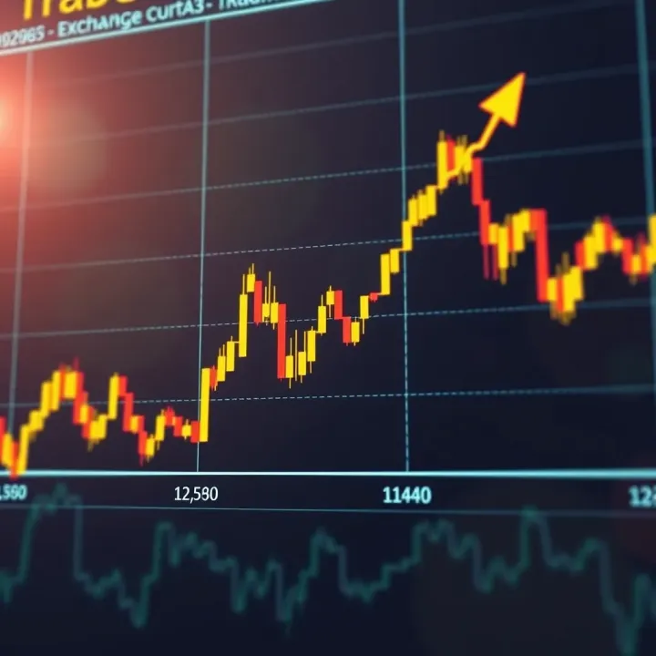Graph showing upward trend in forex currency exchange rates